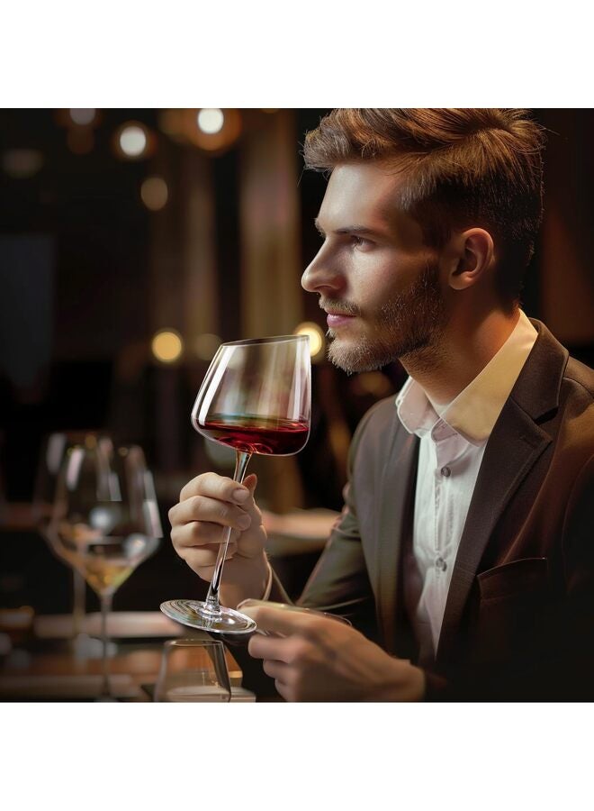 LAMAY Modern Slanted Red Wine Glasses Set of 2. Elegant Hand-Blown Long Stem Wine glasses with Unique Concave Base, Premium Crystal Glassware,for Wedding,Wine Tasting, Anniversary,and Christm - Image 5